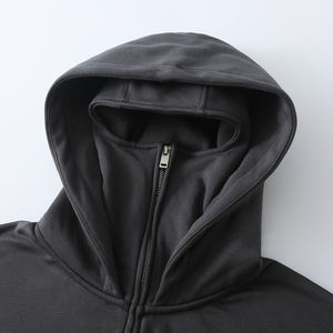 Sweat-shirts à capuche pour hommes, streetwear, unisexe, coton lourd, polyester, fermeture éclair, cagoule intégrale, style ninja - Product Image 2