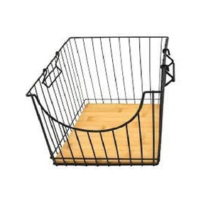 Cesta de almacenamiento de alambre de Metal de estilo americano de tendencia fresca con Base de madera en el interior Tamaño personalizado Forma Color Usos en la cocina del hogar - Product Image 5