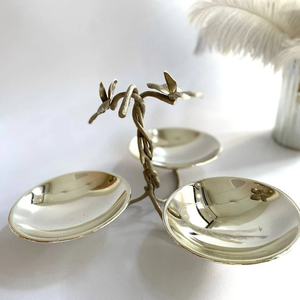 Bandeja chapada en oro de lujo con recortes adornados Servidor de dulces y frutas secas decorativas para bodas festivas y regalos Premium - Product Image 3