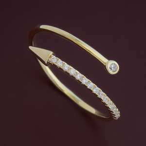 Bague en argent 92,5 à motif géométrique avec placage rhodium et or, ornée de zircon et sertie clos – Bijoux-176657 - Product Image 4