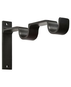 Supports de tringle à rideau en métal noir mat double pour la décoration de la maison de style industriel et caractéristiques de support de rideau de fenêtre robustes - Product Image 1