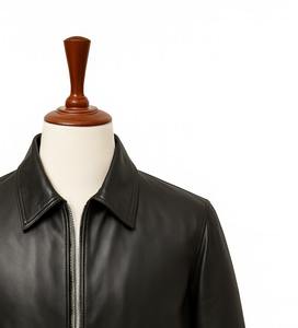 Veste en cuir noir vintage pour homme de qualité supérieure, style urbain, col montant, imperméable, séchage rapide, respirante, véritable cuir sur le devant - Product Image 2