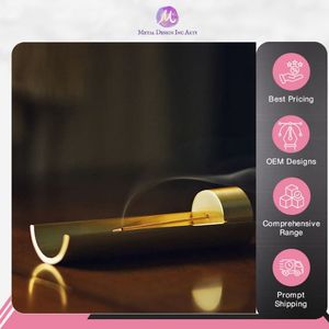 ที่ใส่ธูปทองเหลืองผ้าซาตินเนื้อแข็งหรูหราออกแบบด้วยมือสีทองสำหรับการตกแต่งภายในและบ้าน - Product Image 4