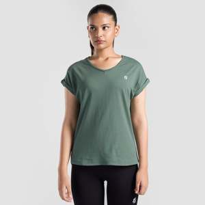 เสื้อยืดสีเขียวลำลองสำหรับผู้หญิง ไซส์ XS/XSs ผ้าคอตตอนเจอร์ซีย์คุณภาพสูง ทรงสั้น ระบายอากาศได้ดี คอผูกโบว์ แต่งลูกไม้ลายเพชร - Product Image 1