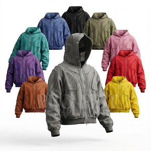 Sudadera con Capucha Informal de Estilo Urbano con Mochila Integrada, Panel de Malla con Cremallera, Cierre Frontal con Cremallera, Felpa Francesa, Sudadera Gruesa - Product Image 1