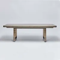 Table à manger rectangulaire finition gris foncé, grande table à manger rectangulaire pour les réunions de famille