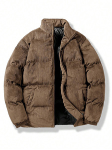 Chaqueta de bombardero acolchada gruesa de invierno para hombre con logotipo personalizado, transpirable, larga, cálida, con soporte, cierre de un solo botón, estilo informal, impermeable - Product Image 4