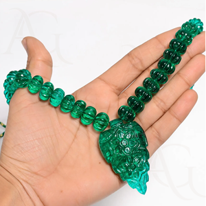 Cuentas de collar de Esmeralda cultivadas en laboratorio, hilo de piedras preciosas de corte Nano verde pulido liso facetado para fabricación de joyas personalizable - Product Image 6