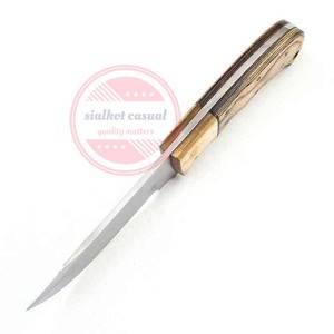 Couteau Skinner en acier au carbone fait à la main personnalisé avec manche en bois et étui en cuir - Product Image 4