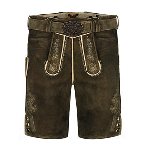 Unisex Bavarian Lederhosen cuero de ante de vaca corto Pakistán Oktoberfest moda patrón a cuadros cierre elástico medio transpirable - Product Image 5