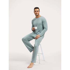   Conjunto de Pijama Largo Premium para Hombre, Talla XL, Ropa Casual para el Hogar, Bambú Nightflow, Satén Suave, Tejido de Algodón para Primavera, Verano e Invierno - Product Image 5