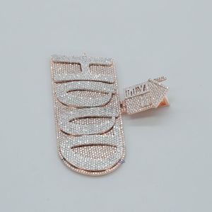 Ritzin Hombres Elegante 14K Oro Rosa Moissanite Diamante Colgante Totalmente Helado Hip Hop Estilo Carta Encanto - Product Image 2