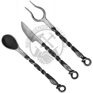 Ensemble de couverts de table médiévaux en acier inoxydable forgé à la main, très vendu, pour salle à manger, camping en plein air, grillades, ensemble de couteaux - Product Image 4