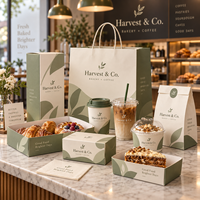 Emballages personnalisés pour café AT PACK avec des sacs en papier artistique, des boîtes en papier de qualité alimentaire, des gobelets en papier et des gobelets en plastique
