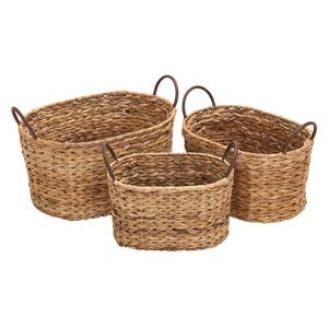 Juego de 3 Cestas Ovaladas de Jacinto de Agua, Cesta de Almacenamiento Hecha a Mano, Venta al por Mayor, Ecológica, Hecha en Vietnam - Product Image 1