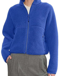 Vestes en polaire pour femmes, sweat-shirts oversize à fermeture éclair, vêtements d'hiver, manches longues, crop top en sherpa, tenues d'automne, mode - Product Image 1