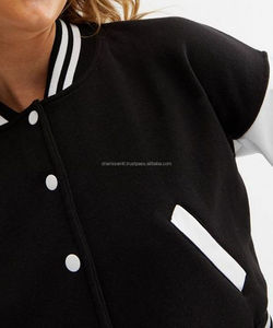 Vestes universitaires personnalisées de haute qualité pour femmes, manches longues en CUIR, veste de baseball décontractée, épaules tombantes, matière tricotée - Product Image 2