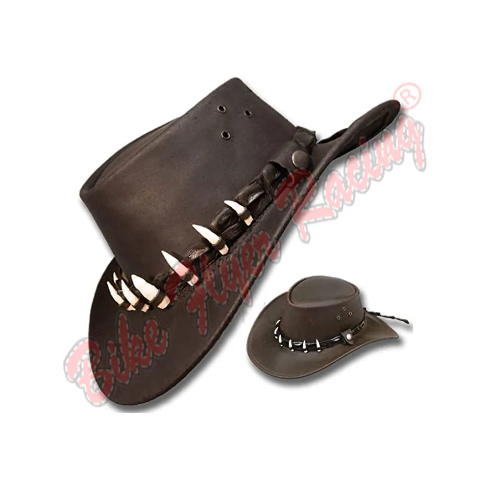 Leather Hat Crocodile Band Australian Outback Dundee Aussie Mens Womens Black Brown Cowboy hat