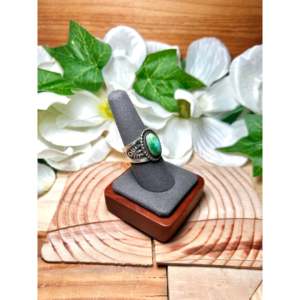 Daniel Benally Sonoran Mountain Turquoise & Sterling <b>Silver</b> Bezel <b>Set</b> <b>Ring</b> Size 8 Gift - Product Image 2