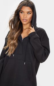 Sudadera con capucha para mujer de algodón liso 400GSM al por mayor Top largo con capucha y hombros caídos estampado personalizado - Product Image 2