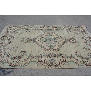 พรมวินเทจขนาดใหญ่ 5.4x9.3 ฟุต พรมตุรกี สีน้ำตาลน้ำเงิน พรมขนสัตว์โมร็อกโก - Product Image 3