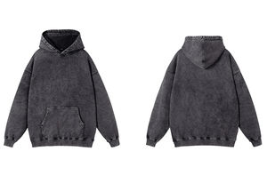 Sweats à capuche personnalisés 420 Gsm 100% coton uni teint en molleton coupe ample coupe ample automne hiver bas de survêtement - Product Image 2