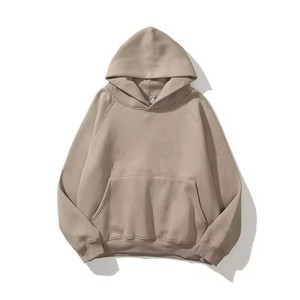 Logotipo personalizado 350GSM 400GSM Plus Size Cotton Fleece Hoodies Loose Pullover Streetwear para invierno Colores sólidos - Product Image 3