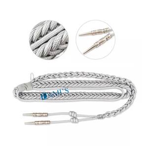 OEM Lingote Alambre Aiguillette Hombro Cordón Plata Seda Algodón Uniforme Aiguillette Cordón con Punta de Metal - Product Image 3