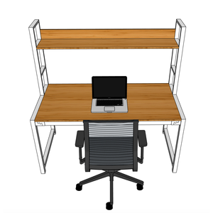Adjustable Bamboo Office <b>Desk</b> with <b>Shelf</b> 70x148x150cm BFFB003 for Home Office - Product Image 2