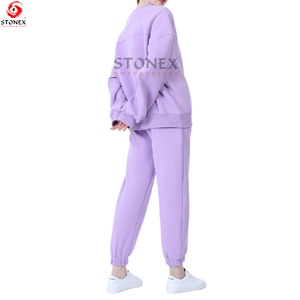 2023 vente chaude femmes surdimensionné goutte-épaule survêtement Logo personnalisé solide motif usine bas prix Unique pour les filles hiver - Product Image 2