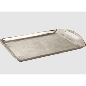 Plateau de service rectangulaire élégant en acier inoxydable martelé argenté, centre de table décoratif, vaisselle moderne pour la cuisine - Product Image 4