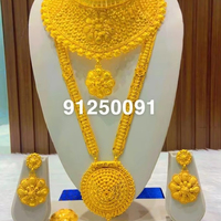 Parure de bijoux plaqué or 24 carats style vintage Comores Mayotte, comprenant collier et bracelets, élégante, en cuivre et diamants, cadeau pour les États-Unis