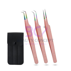 Light Pink Color Use in Salon for Personal Care Use Stainless Steel Grafted Eyelash Extension Tweezers - Product Image 6