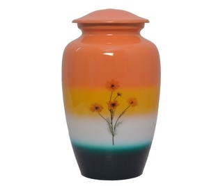 Urne funéraire mémorable en aluminium avec fleur de soleil pour adultes pour les cendres de leurs proches - Product Image 1