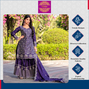 Meilleur prix pour High Nouvel ensemble de vêtements de fête traditionnels de créateur-High Chinon Kurti Plazzo Dupatta pour femme Dernière arrivée en stock - Product Image 6