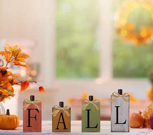 Fall Decorations for Home Thanksgiving <b>Signs</b> for Home Decor Fall <b>Wooden</b> Table Sign Vintage Farmhouse Fall Block Sign - Product Image 6