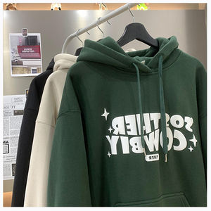 เสื้อฮู้ดผ้าฝ้ายเทอร์รี่100% พิมพ์ลายความร้อนสำหรับผู้ชายผู้หญิงเสื้อฮู้ดแบบสวมหัวเสื้อฮู้ดและสเวตเตอร์500แกรม - Product Image 4