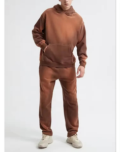 Hooded Collar Men's Acid Wash <b>Tracksuit</b> Set Cotton Hoodie & Sweatpants Oversized Distressed Vintage Acid Wash <b>Tracksuits</b> - Product Image 3