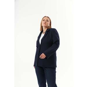 Veste à poches filetées grande taille bleu marine - Product Image 3