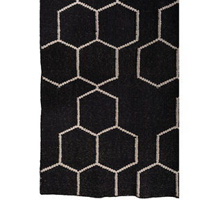 Indusbar ADPV-13002 Flat Weaves Polyester Rug Grey Black Geometric Abstract Striped Rectangle for Home Living Room <b>Hallway</b> - Product Image 4