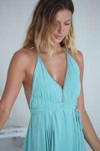 2024 vente chaude femmes Maxi robe décontracté été sangle robe d'été Boho perlé robe de plage à la main produit premium - Product Image 2