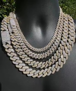 Cadena de eslabones cubanos de Hip Hop de diamante cultivado en laboratorio en oro rosa de 14 quilates, joyería de lujo en cadenas finas de corte redondo, collares para hombres - Product Image 1