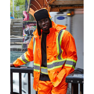 Traje de lluvia impermeable de alta calidad, chaqueta de lluvia de alta visibilidad con pantalones, chubasquero reflectante de seguridad para motociclistas, ropa de lluvia - Product Image 6