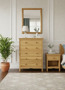 Customized Melitta 5-Drawer Beech <b>Wood</b> <b>Dresser</b> Natural Color Modern Design Bedroom Living Room Model ME21YN Direct Vietnam - Product Image 3