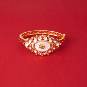 Brazalete de moda chapado en oro Kundan Kada abierto al por mayor de los mejores vendedores de joyería artificial de India - Product Image 1