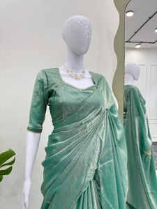 Saree élégant imprimé en georgette doux et durable pour toutes les saisons Options de vêtements traditionnels indiens pour une tenue de fête tissée à la main - Product Image 3
