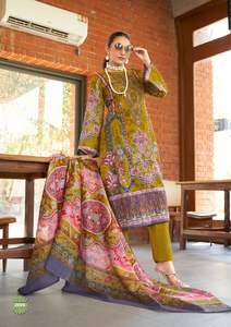 Impressions numériques de costume Salwar en pur coton de haute qualité avec auto-broderie lourde exclusive pour une tenue ethnique et festive élégante - Product Image 2