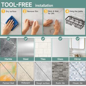Juego de 6 Organizadores de Ducha Ecológicos de Diseño Moderno, Resistentes a la Oxidación, Adhesivos sin Perforación, Porta Jabón de Gran Capacidad para Baño - Product Image 5