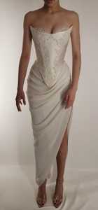 Robe de soirée de haute qualité sans manches, brodée de sequins et de perles, motif floral, coupe trapèze, bustier, maxi en tulle, pour cocktail - Product Image 3