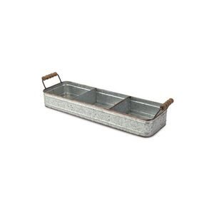 High Quality Oval Shape Galvanized Planter Tub with Rope Handle Decorative Flower <b>Pot</b> and Planter Galvanized Country garden - Product Image 2